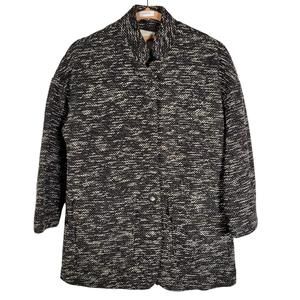 Anthropologie Elevenses Black White Single Button Jacket Blazer Women Sz S